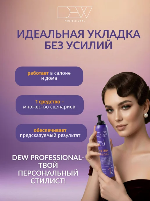 Dew Professional Поп-гель мусс для укладки волос 15 в 1 Extra Magic 200 мл, 200 мл, фото 7