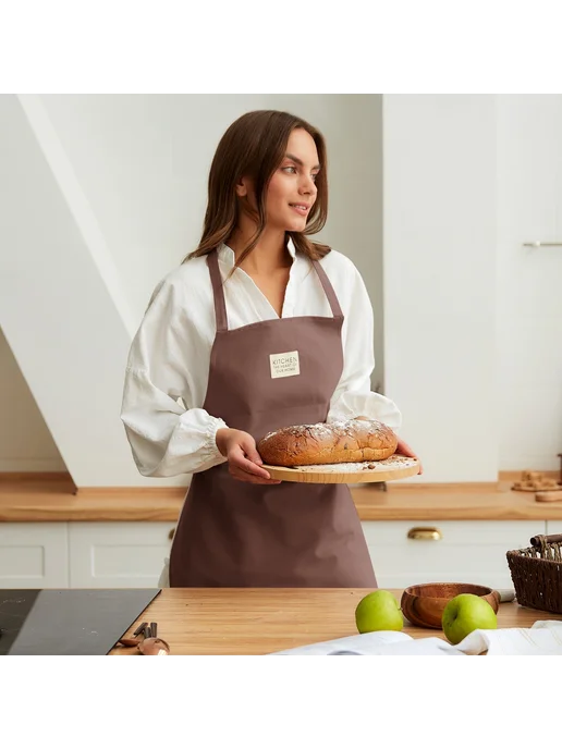 Этель Фартук Kitchen 60х70 см коричневый 100% хлопок саржа, 60x70 см