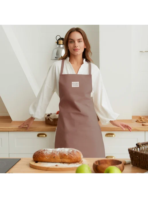 Этель Фартук Kitchen 60х70 см коричневый 100% хлопок саржа, 60x70 см, фото 2