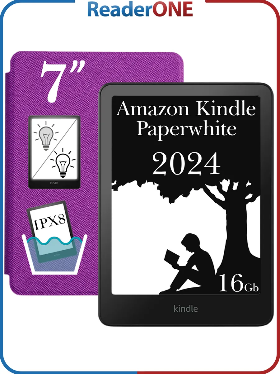 Ридер Kindle PaperWhite 12 2024 16Gb SO Black с чехлом R-ON