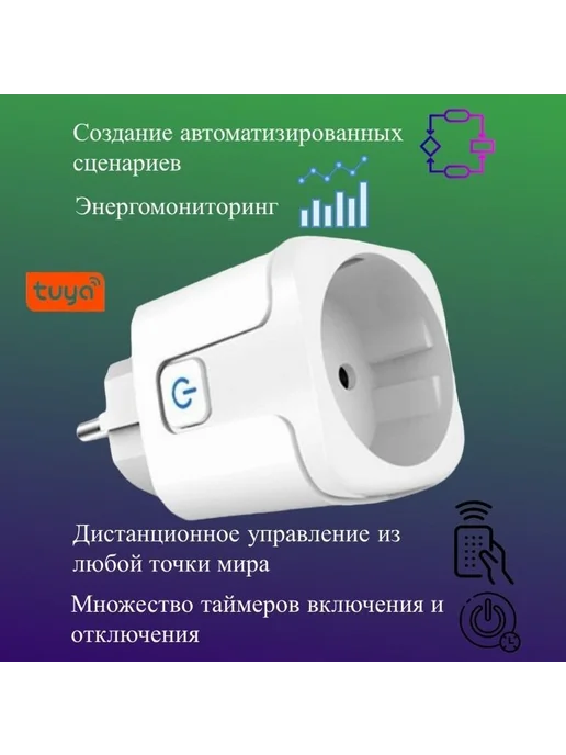 Умная розетка Wi-Fi 16А для умного дома Белый, белый, фото 2