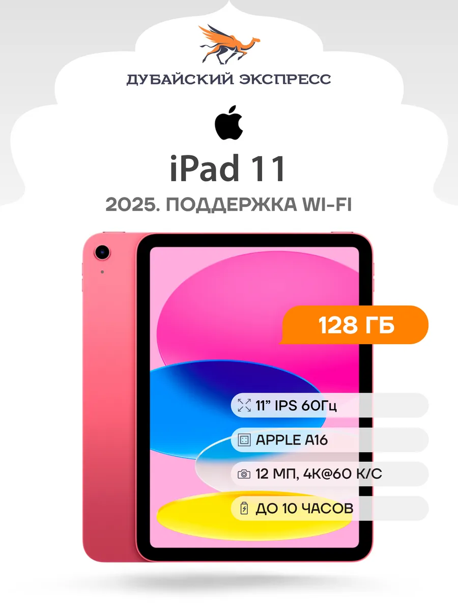 Apple Планшет iPad 11 2025 (A16) Wi-Fi 128 ГБ Розовый