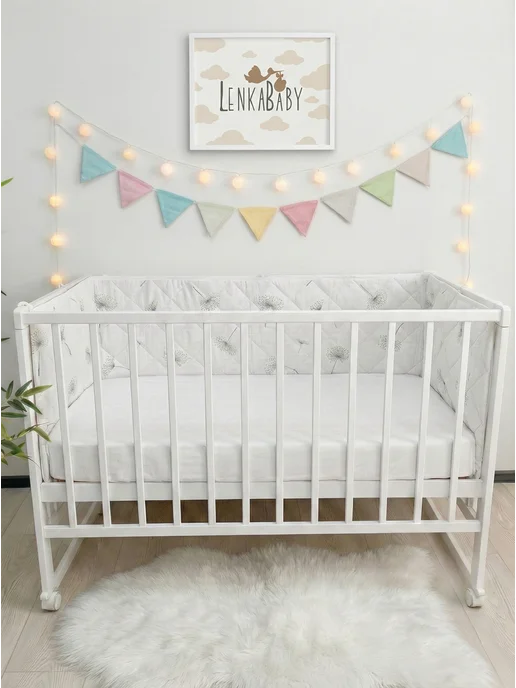 LenkaBaby Бортики в кроватку для новорожденных высокие с дном, вариант, фото 3