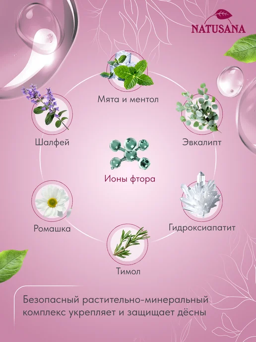 NATUSANA Зубная паста с фтором от воспаления десен лечебная, 100 мл, 100 мл, фото 4