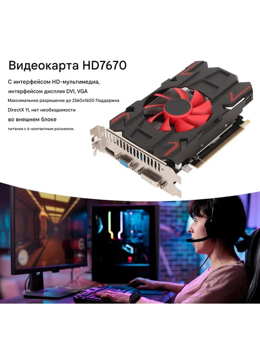 HD7670 4ГБ DDR5 Видеокарта, 4 ГБ, фото 3