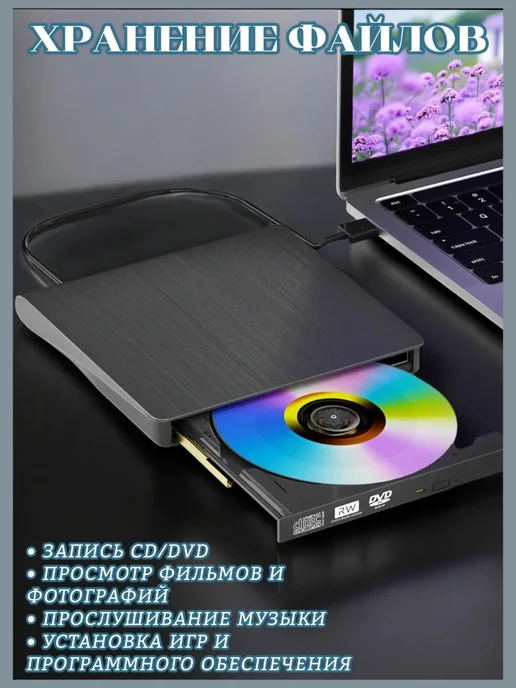 Внешний дисковод CD DVD RW оптический привод, вариант, фото 3