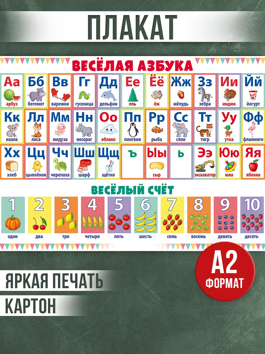 Плакат обучающий развивающий Азбука и счет