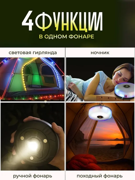 DomZone Кемпинговая лампа гирлянда разноцветная, белый, фото 2