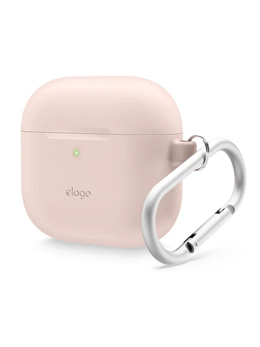 Elago Чехол для AirPods 4 и 5 с карабином Silicone Hang case, розовый