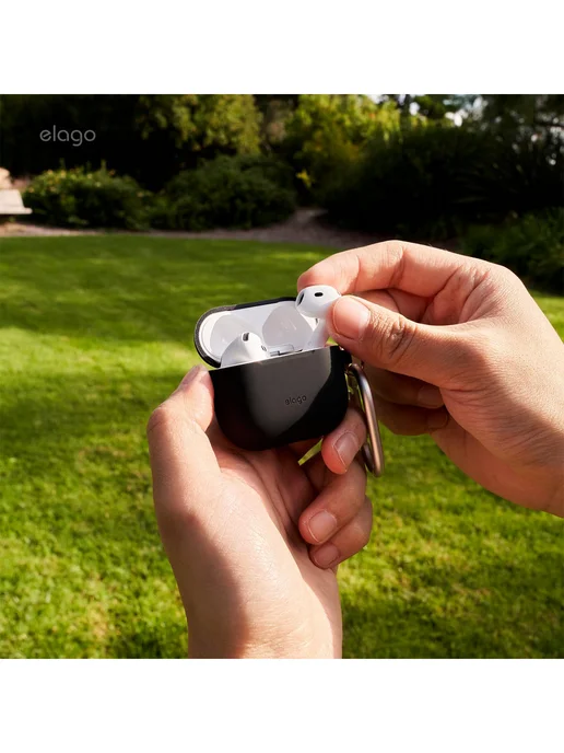Elago Чехол для AirPods 4 и 5 с карабином Silicone Hang case, розовый, фото 5