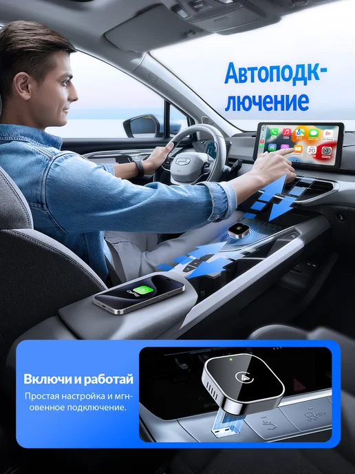 HaMeBy Беспроводной адаптер CarPlay и Android Auto 2-в-1, вариант, фото 4