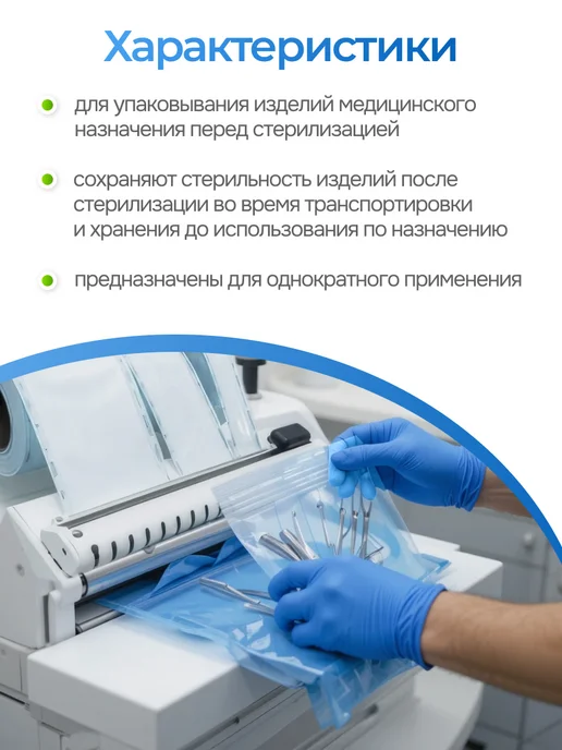 Eurotype Одноразовые пакеты в рулоне для стерилизации инструментов, вариант, фото 4