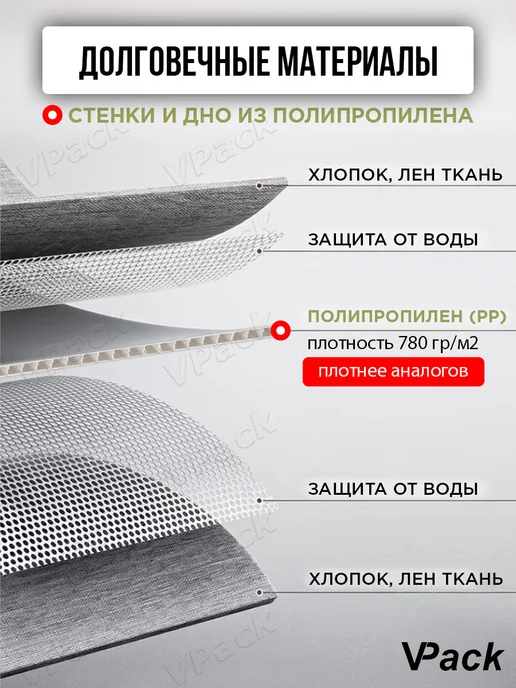VPack Коробки для хранения вещей большие 3 штуки, белый, фото 6