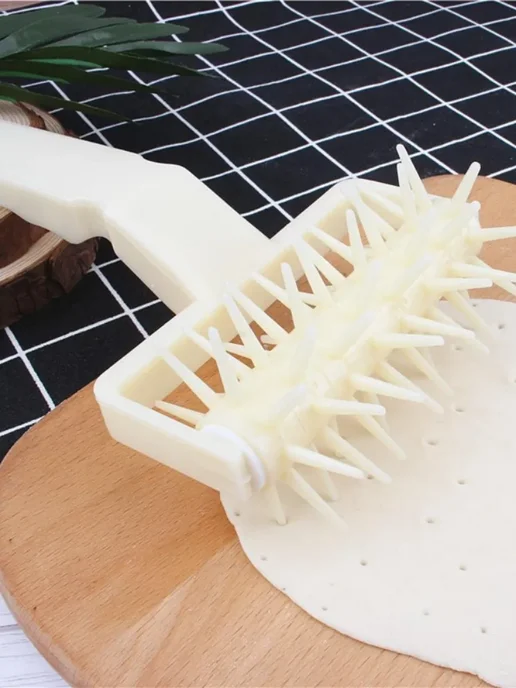НадиQuality Ролик с иглами для прокалывания теста, Скалка для пиццы, белый, фото 2