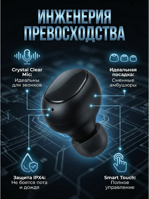 GusBeat Наушники беспроводные с микрофоном, черный, фото 5