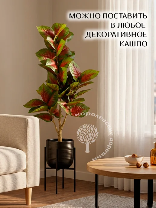 Королевские деревья Дерево искусственное Диффенбахия 110 см, зеленый, фото 4