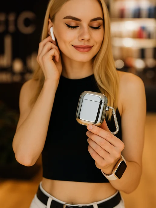 Qapla чехол на airpods 2 беспроводные наушники аирподс, серый, фото 5