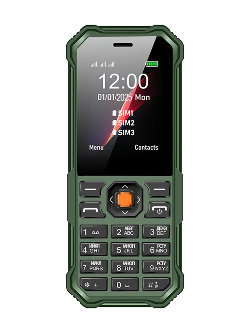 Кнопочный телефон GSM 3 SIM MP3 Bluetooth FM Гарантия 1 год, зеленый, в упаковке 425 г, фото 8