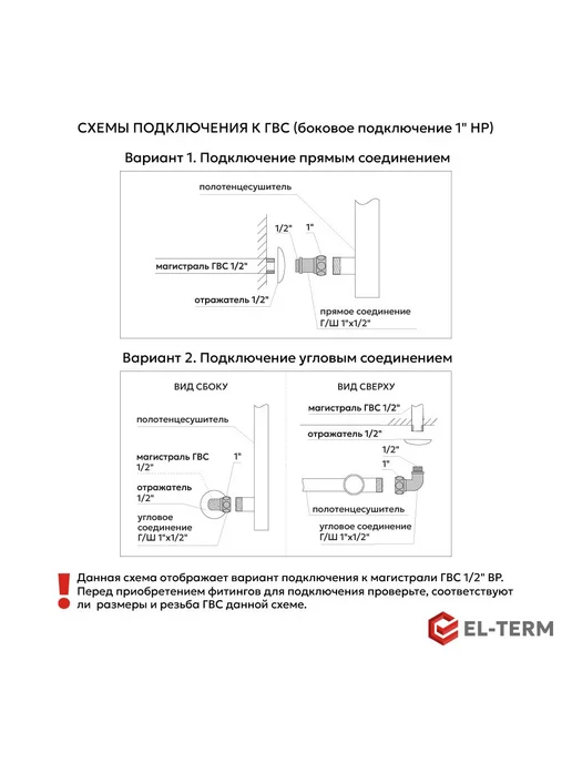 EL-TERM Полотенцесушитель водяной Лион с полкой П7 500х900 бп500 мм, 500x900, фото 8