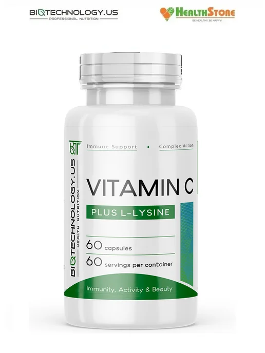 Biotechnology.US Vitamin C Plus L-Lysine 60капс витамин с с лизином, вариант