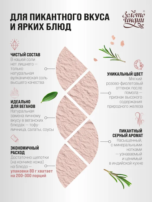 Золото Индии Соль черная Кала Намак пищевая 500 г Индия, 80 г, фото 3