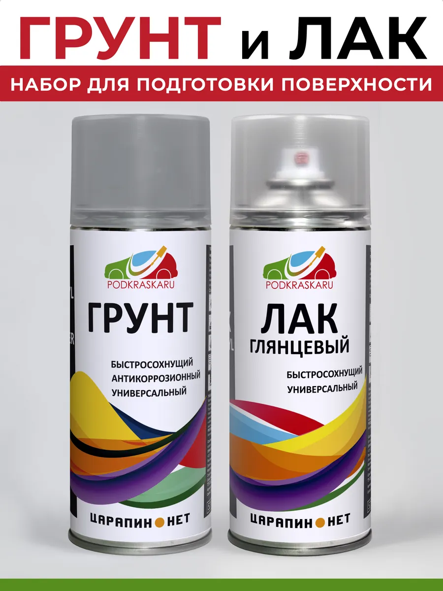 Лак для авто глянцевый прозрачный и 1К грунтовка в баллонах