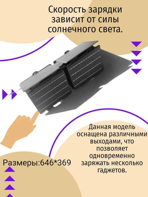 Нет бренда Портативная складная солнечная панель 30Вт, 30 Вт, фото 3