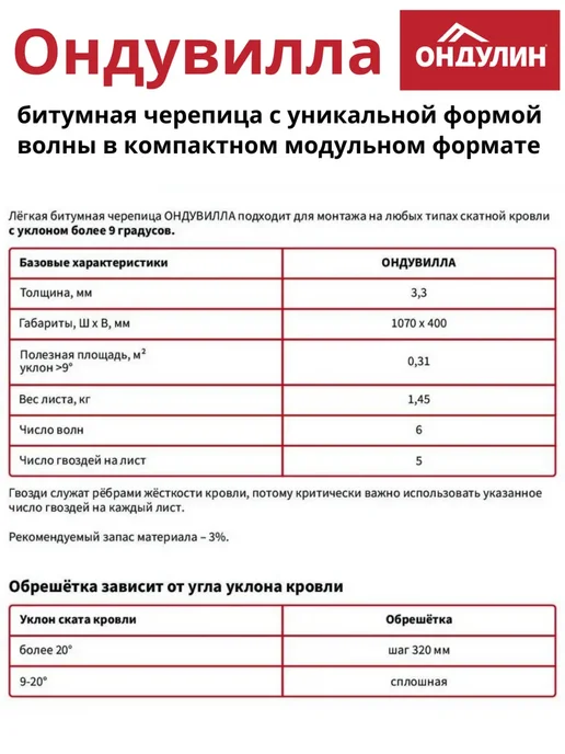ОНДУЛИН Черепица на крышу Ондувилла Брауни 1 упаковка 15 листов, коричневый, фото 7