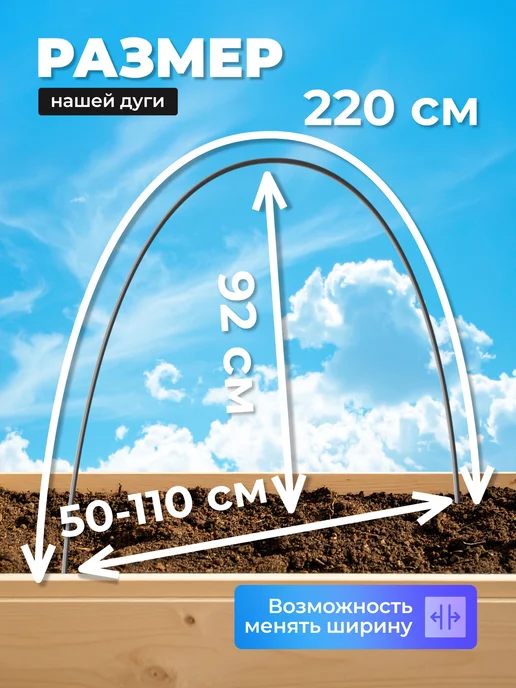 Урожайный уголок Дуги для парника из оцинкованного прутка d-5мм 2,2м (6шт), 2,2 м, 6 шт, фото 2