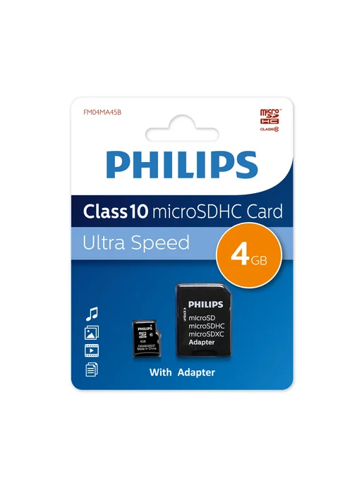 PHILIPS Карта памяти microSD 4 GB microSDHC Class 10 FM04MA45B 97, 4 ГБ, фото 2