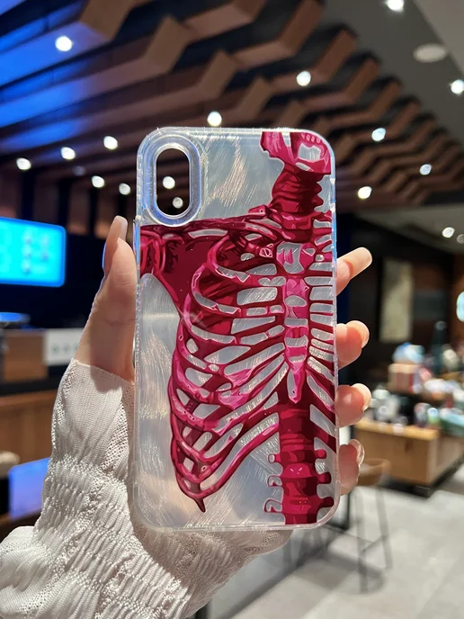 О'кейси Чехол на iPhone X XS с принтом, серый