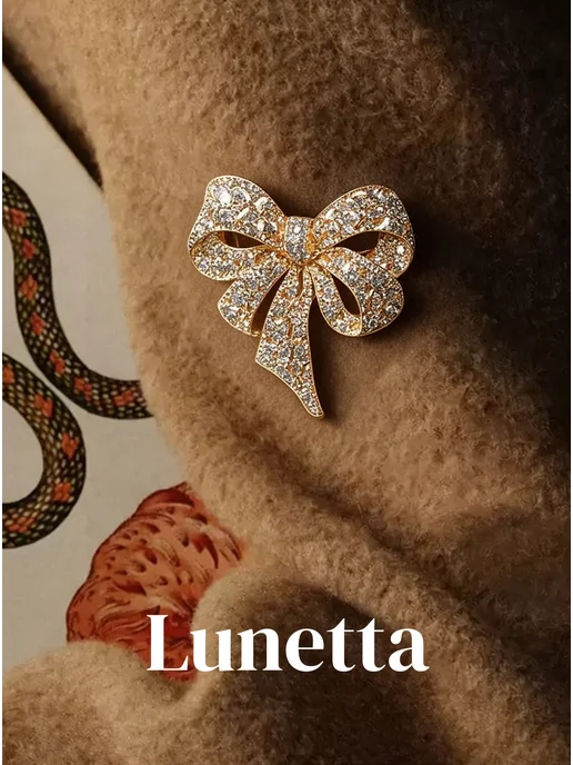 Lunetta Брошь Бант большой стильный на платье и одежду, белый, фото 2