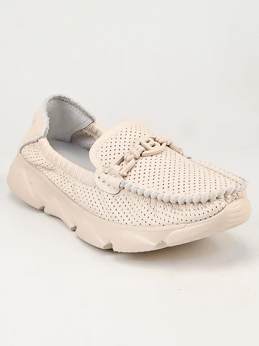 NN_ShoeS Мокасины женские летние кожаные, бежевый, фото 5