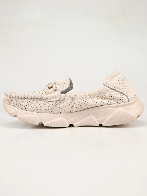 NN_ShoeS Мокасины женские летние кожаные, бежевый, фото 6