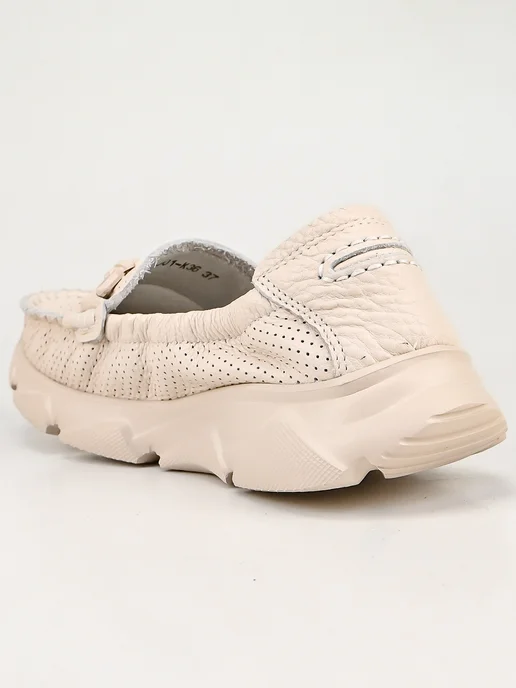 NN_ShoeS Мокасины женские летние кожаные, бежевый, фото 7