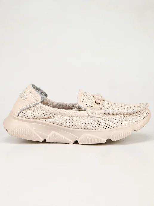 NN_ShoeS Мокасины женские летние кожаные, бежевый, фото 8