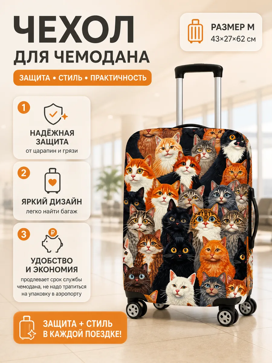 Чехол для чемодана M плотный яркий