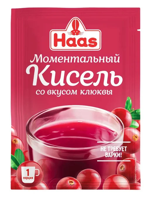 HAAS Кисель Клюква, 45 шт по 30гр, 45 шт, 30 г, фото 2