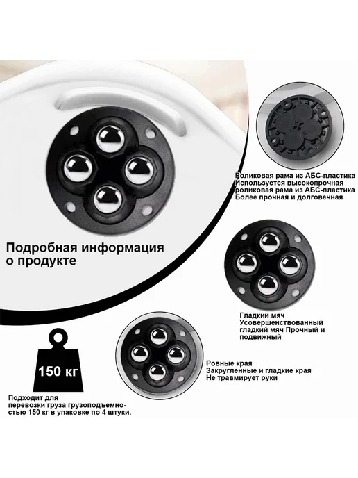 Колесики для мебели поворотные 8 шт Черный матовый, 12 шт, фото 4
