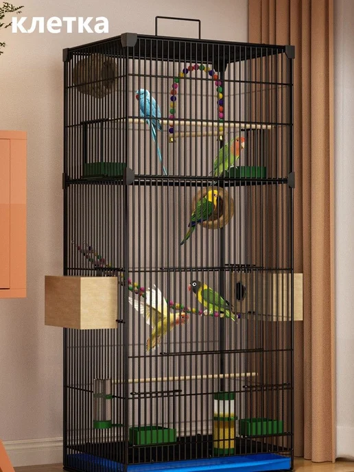 Клетка для птиц 42*32*90 см черный, 42x32x90 см