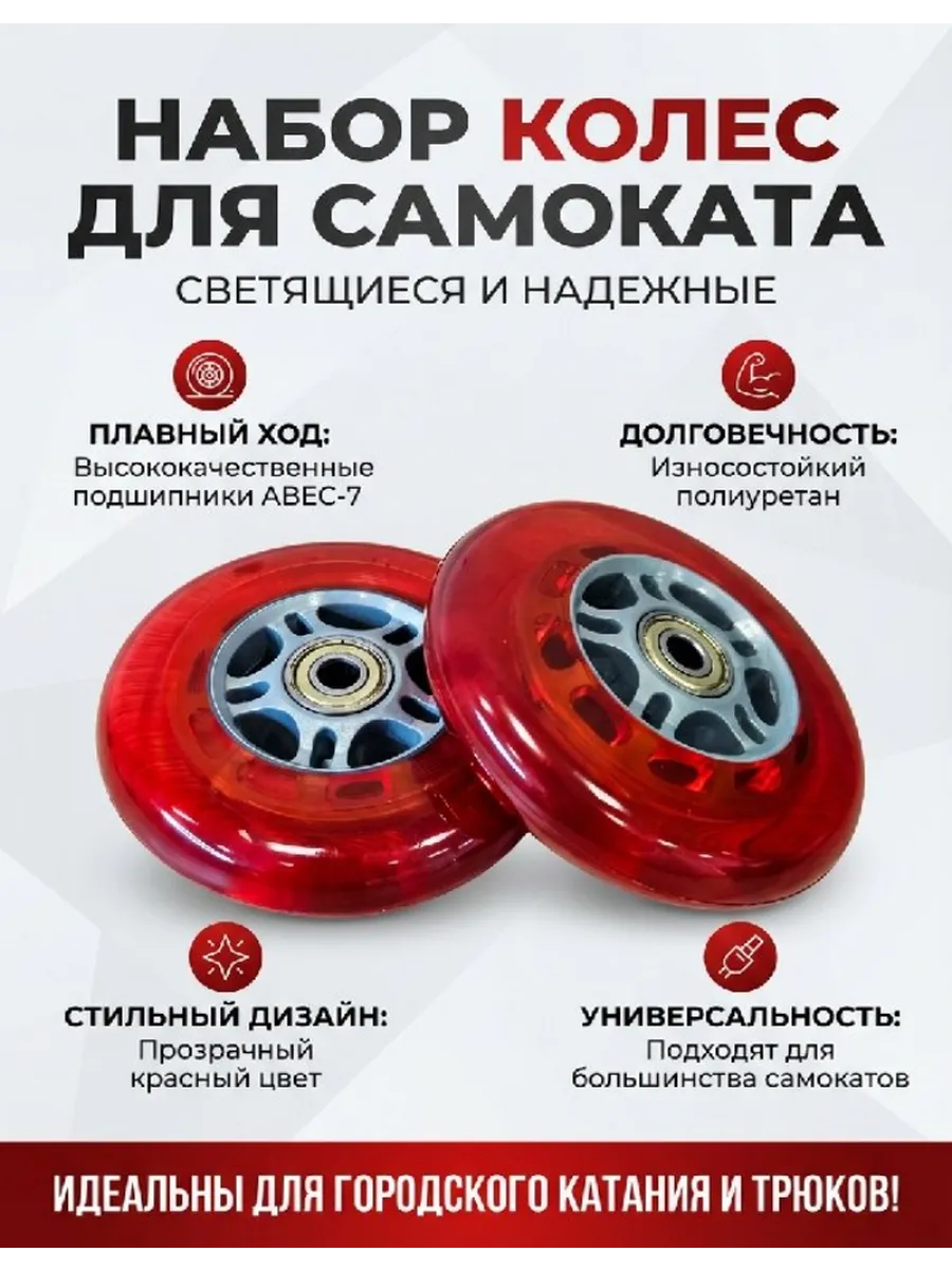 Колеса для самоката 2 штуки 100 мм с подшипниками