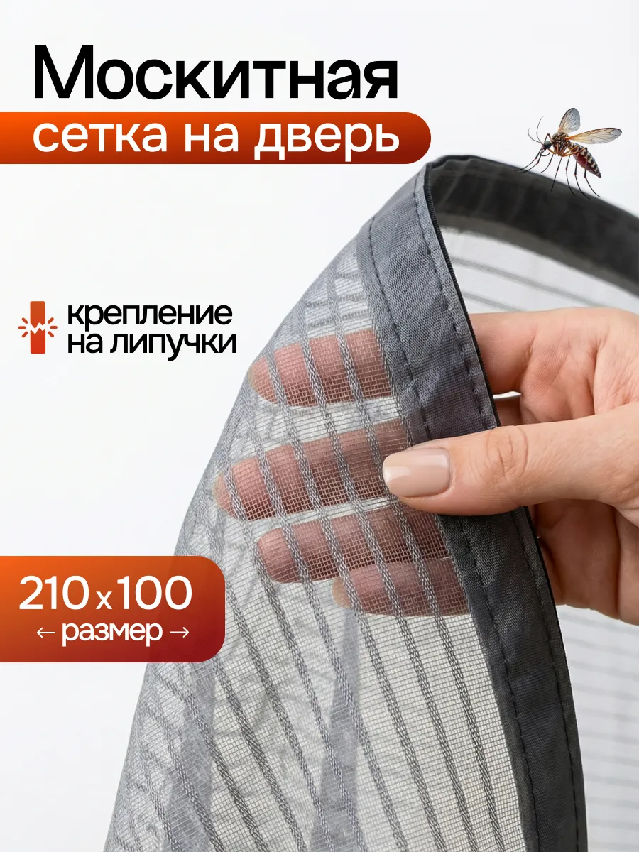 Москитная сетка на дверь магнитная на липучке