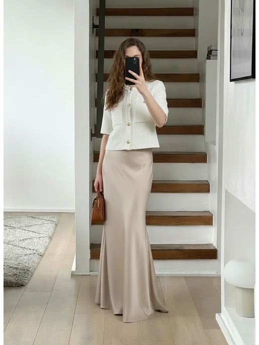 Юбка рыбка атласная макси Anna Rosee