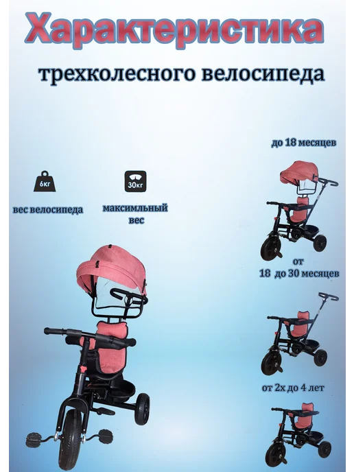 Трехколесный велосипед трансформер для детей, розовый, фото 3