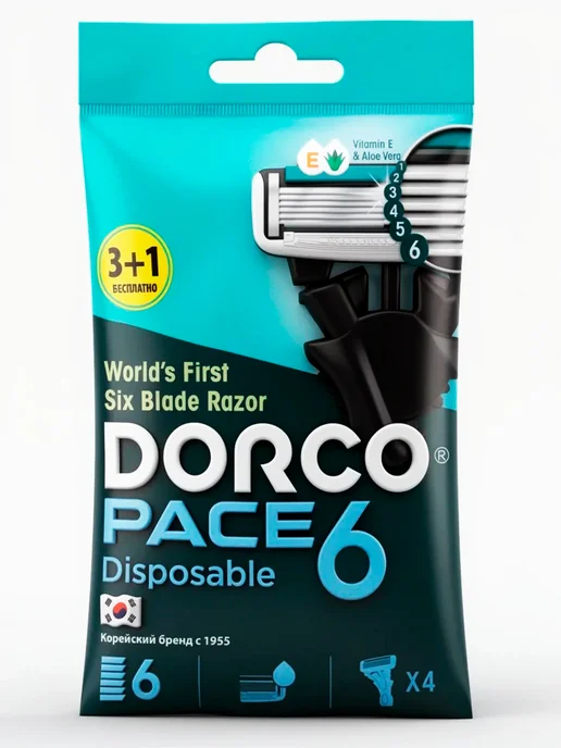 DORCO Станок для бритья мужской Бритва Pace 6, 4шт, 4 шт, фото 7
