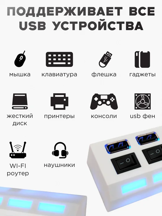 GEMBIRD USB HUB 2.0 4 порта 4 в 1, белый, фото 2
