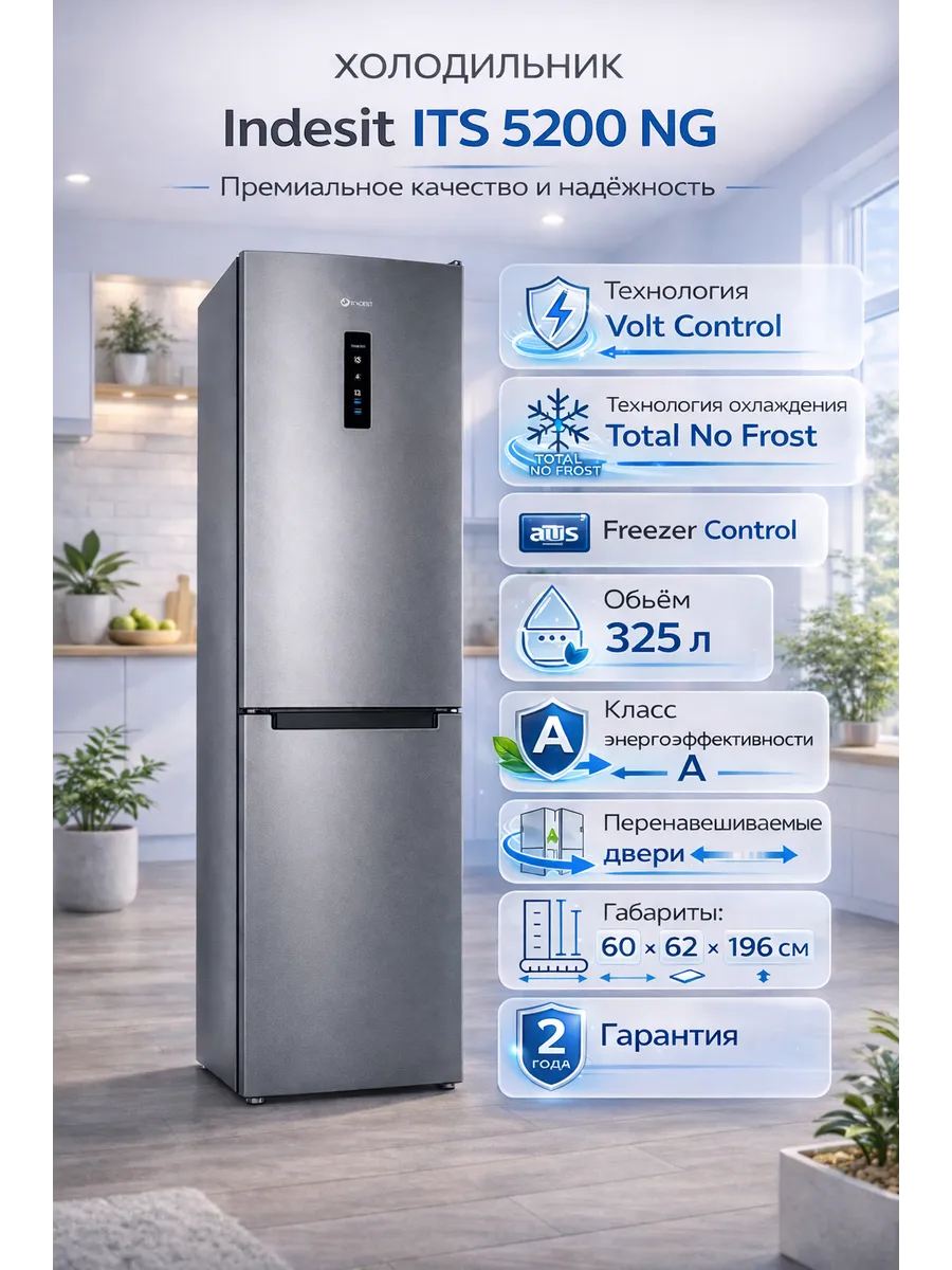 Холодильник двухкамерный no frost ITS 5200 NG, серый