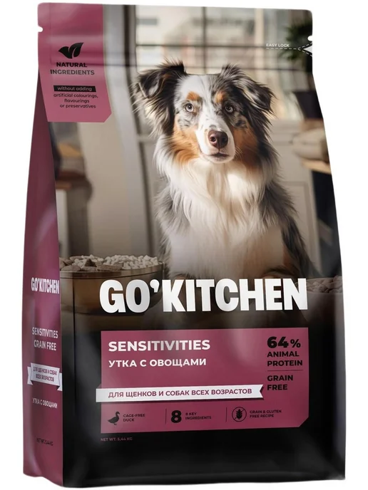 Сухой корм GO'KITCHEN Sensitivities для собак, утка, 5,44 кг