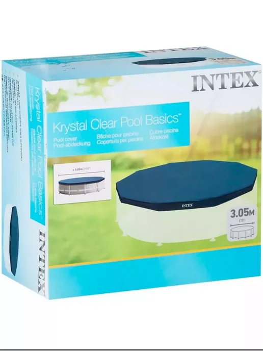 INTEX OFFICIAL Тент чехол крышка для каркасного бассейна 305 см, синий, фото 6
