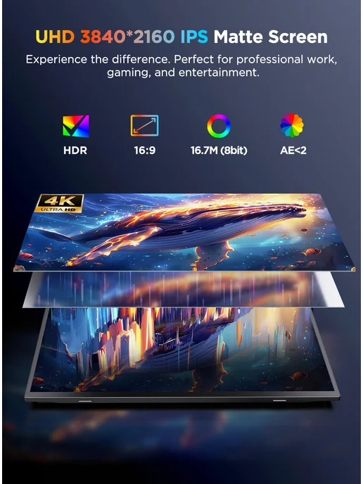 Uperfect 15.7-дюймовый 16 9 UHD IPS портативный монитор 4K 2160P, вариант, фото 3